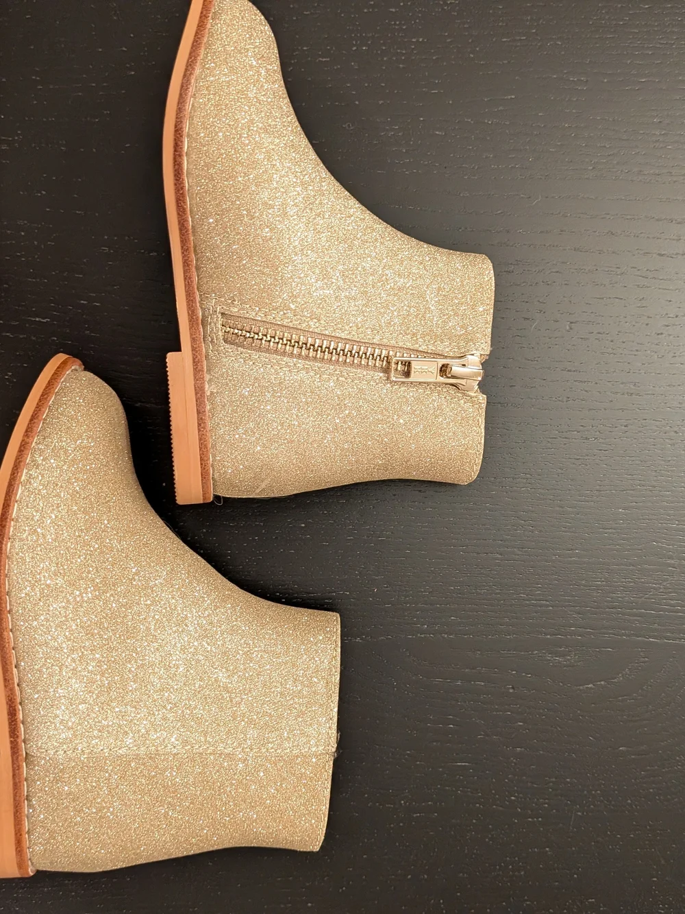 Janie and Jack Glitter Zip Ankle Boots - Gold